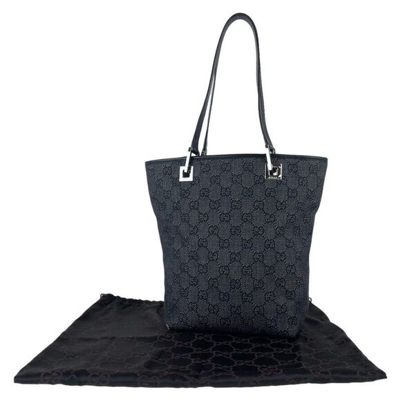 Gucci GG Pattern Black Silver Hardware GG Canvas 31244 Tote Bag Shoulder Bag - Picture 9 of 9